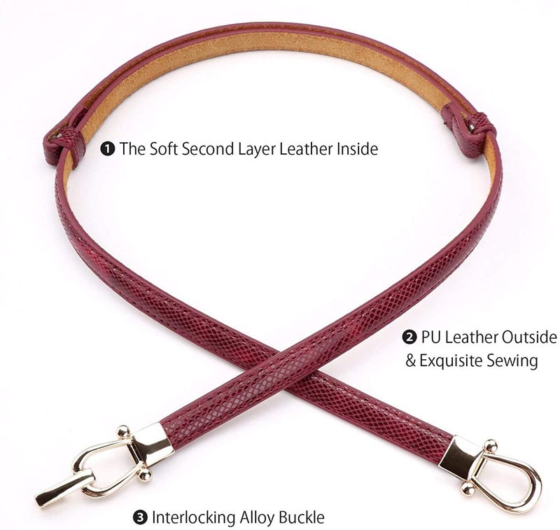 JASGOOD Leather Skinny Women Belt Ladies Thin Waist Belts Plus Size Adjustable for Jeans Pants Dresses with Metal Buckle - Image 4